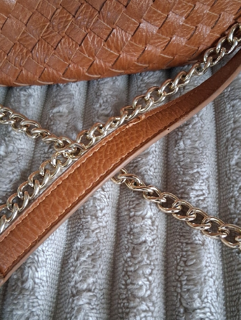 Woven Leather Crossbody Bag in Tan - Picture 8 of 8